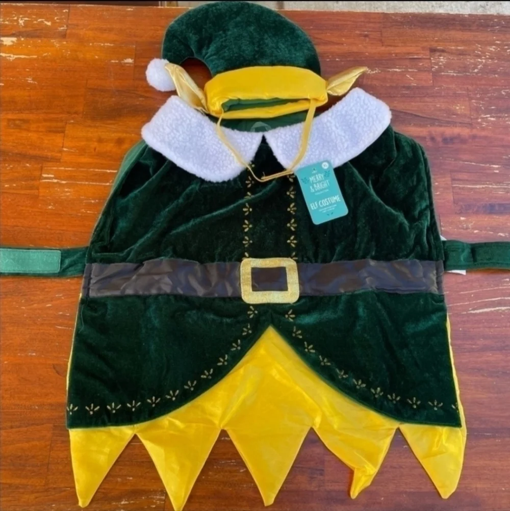 NWT MERRY & BRIGHT Collection Dog Elf Costume Christmas Pet Clothing Velvety New